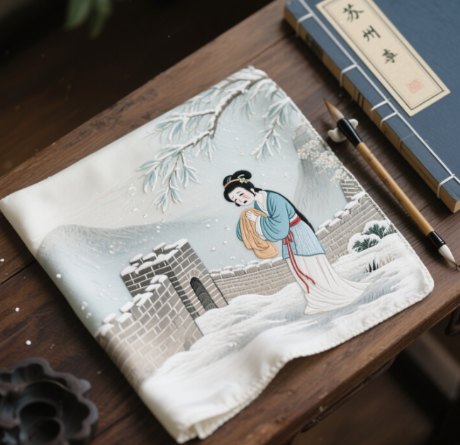 孟姜女传说刺绣手帕